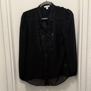 Charter Club Black Sequin Blouse